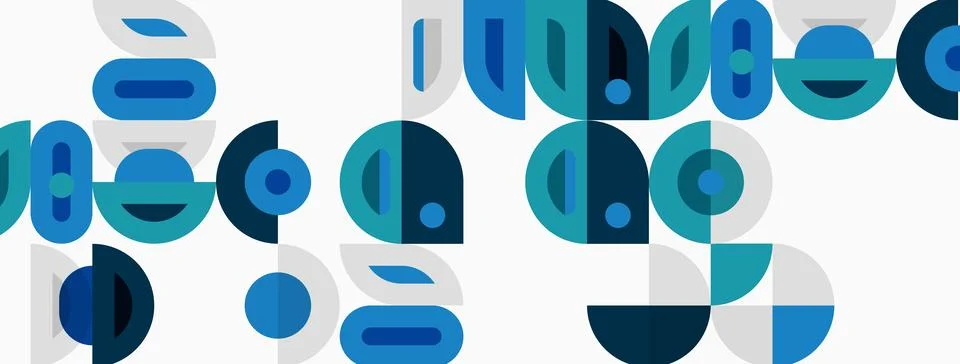 Abstract geometric pattern. Blue, teal, gray shapes overlap creating modern Illustrazione stock