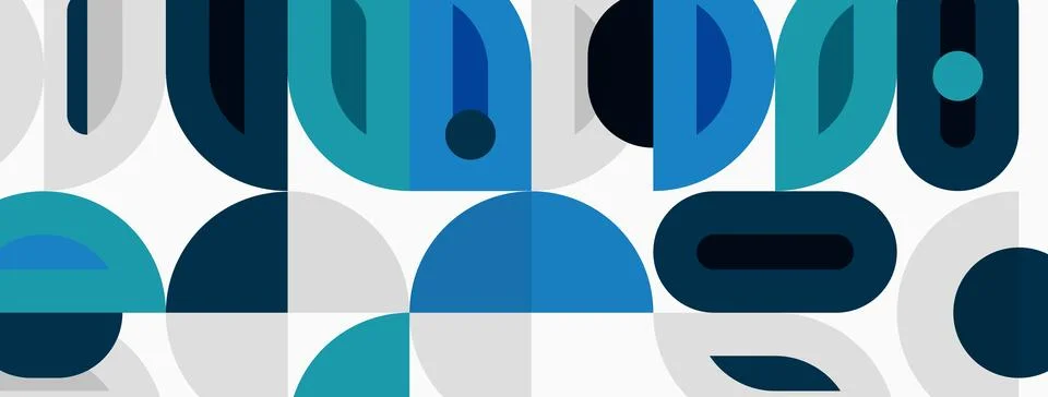 Abstract geometric pattern. Blue, teal, gray shapes overlap creating modern 스톡 일러스트