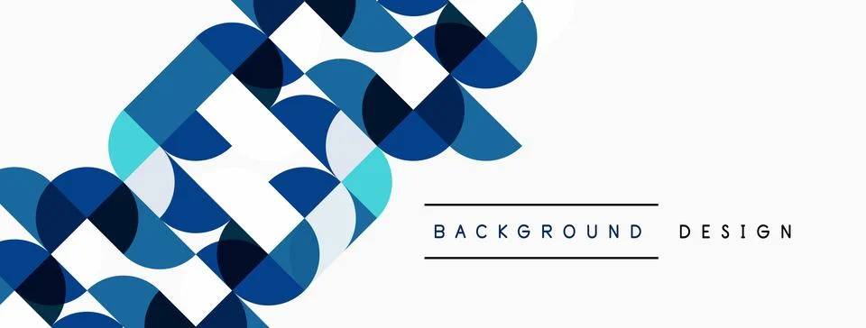Abstract geometric pattern. Blue, teal, white shapes overlap creating modern Stock Illustration