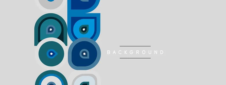 Abstract geometric pattern. Blue, teal shapes repeat across light gray Stock Illustration