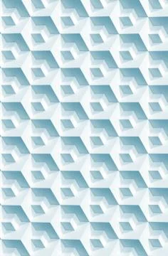 Abstract geometric pattern, blue white cubes Stock Illustration