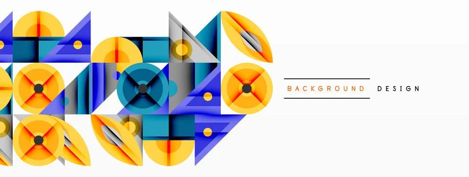 Abstract geometric pattern. Blue, yellow shapes overlap creating modern design. Stock Illustration