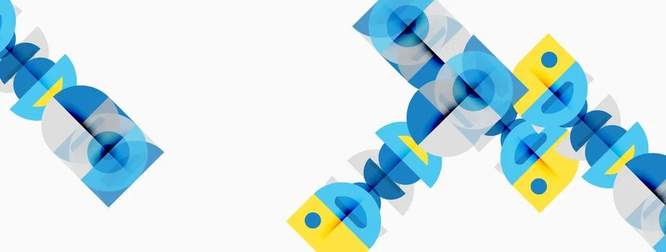 Abstract geometric pattern. Blue, yellow shapes repeat, creating modern desig 스톡 일러스트