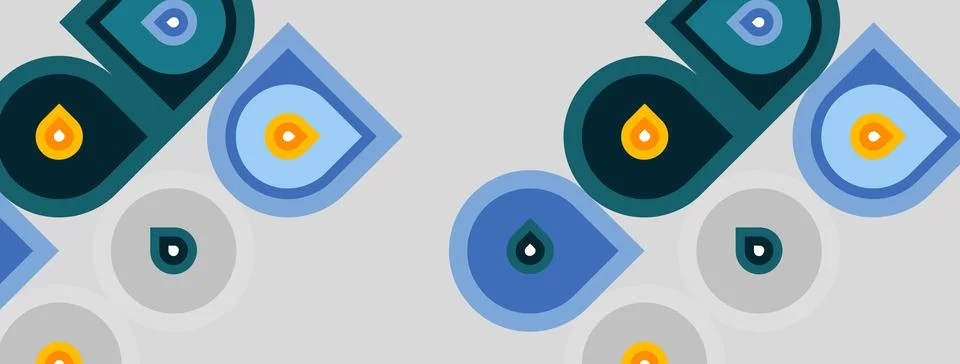 Abstract geometric pattern. Blue, yellow shapes repeat. Modern design with Illustrazione stock
