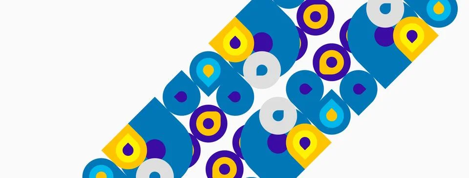 Abstract geometric pattern. Blue, yellow, gray shapes repeat diagonally. Clea Stockillustratie