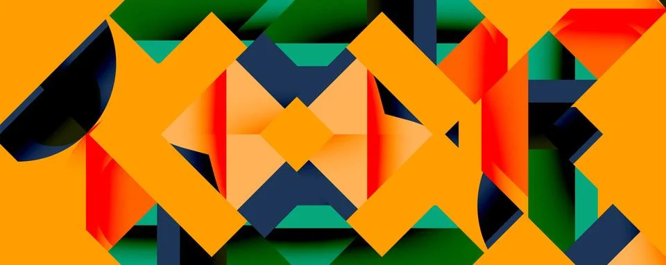 Abstract geometric pattern. Bright colors overlap, creating dynamic visual Stock Illustration