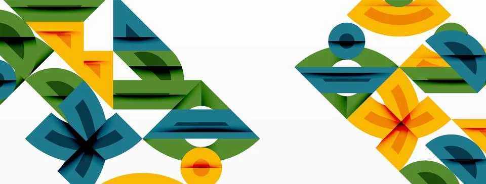 Abstract geometric pattern. Bright colors, overlapping shapes create dynamic 스톡 일러스트