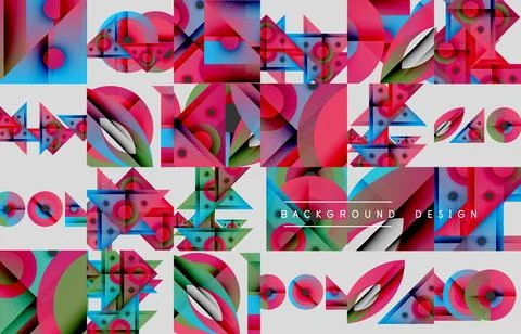 Abstract geometric pattern. Bright colors, overlapping shapes create dynamic 스톡 일러스트