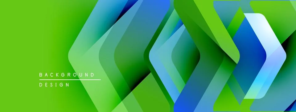 Abstract geometric pattern. Bright green, blue hues create dynamic visual effect Stock Illustration