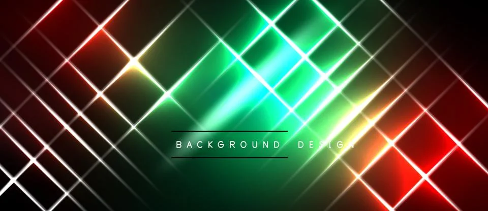 Abstract geometric pattern. Bright lines intersect, creating vibrant green, r Stock Illustration