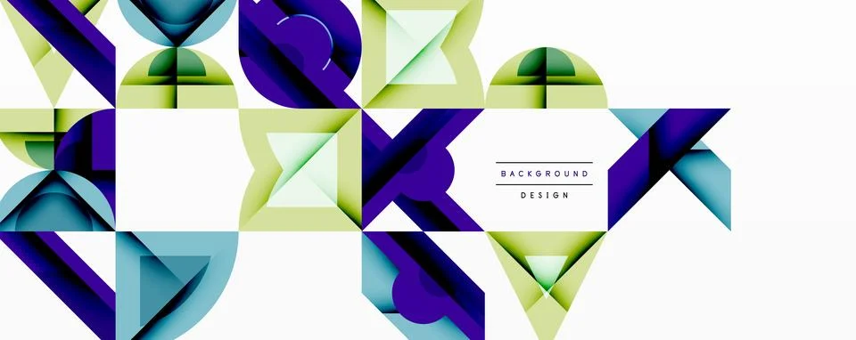 Abstract geometric pattern. Bright shapes overlap creating modern design. Blue, Illustrazione stock