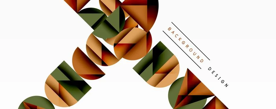 Abstract geometric pattern. Brown, green shapes repeat diagonally across white Stock Illustration