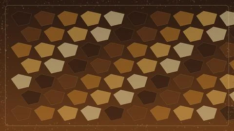 Abstract geometric pattern with brown pentagon shapes and textured border f.. Stock Illustration