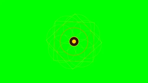 Abstract geometric pattern with a central yellow circle on green background Stock Footage 340266081