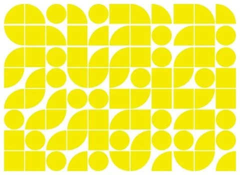 Abstract geometric pattern with circles and squares in yellow color Stock Illustration