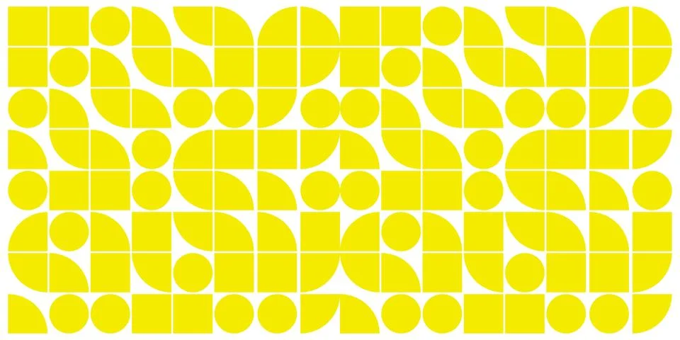 Abstract geometric pattern with circles and squares in yellow color. Stock Illustration