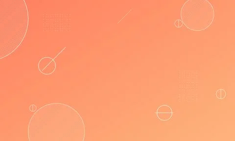 Abstract geometric pattern with circles and lines on a gradient orange back.. Illustrazione stock