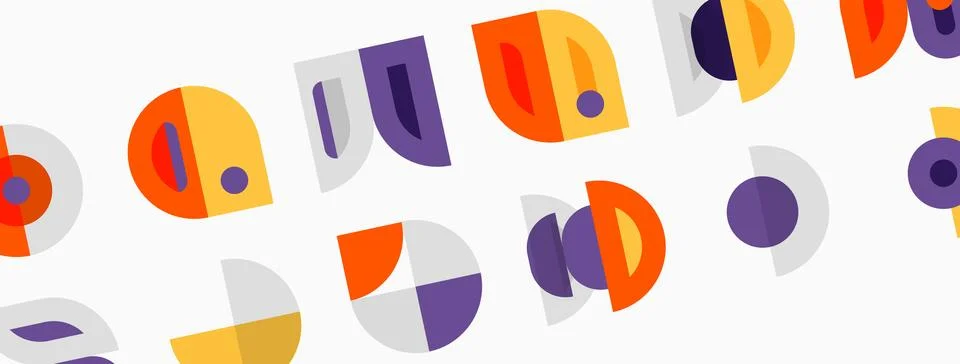 Abstract geometric pattern. Circles, arcs, rectangles combine creating playfu イラスト素材