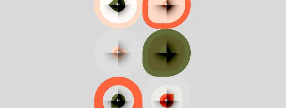 Abstract geometric pattern. Circles, crosses, rings create repeating visual Stock Illustration