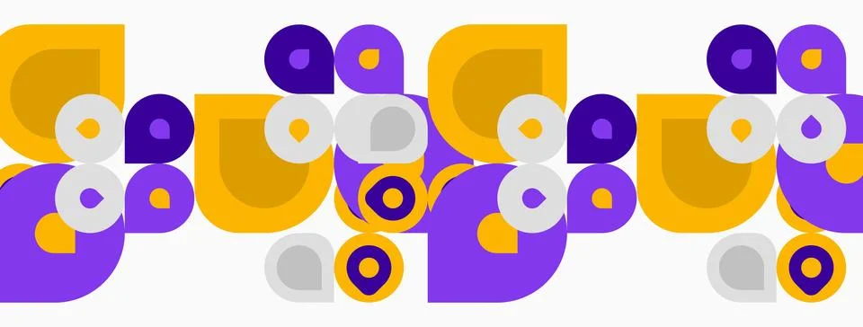 Abstract geometric pattern. Circles, curves, shapes repeat creating playful Stock Illustration