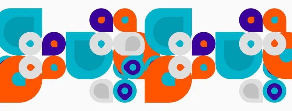 Abstract geometric pattern. Circles, curves, shapes repeat creating vibrant Stock Illustration