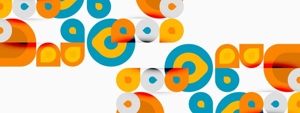 Abstract geometric pattern. Circles, curves, shapes overlap creating vibrant Stock Illustration