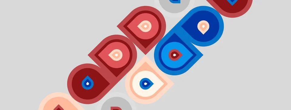 Abstract geometric pattern. Circles nested within rectangles, varying colors Illustrazione stock