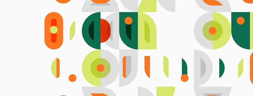 Abstract geometric pattern. Circles, ovals, lines create retro aesthetic. C.. Stock Illustration