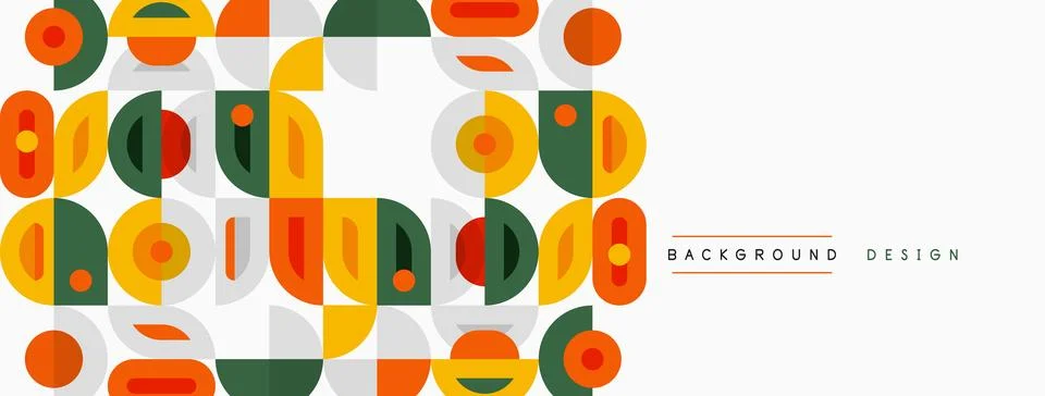 Abstract geometric pattern. Circles, ovals, rectangles create vibrant, retro イラスト素材