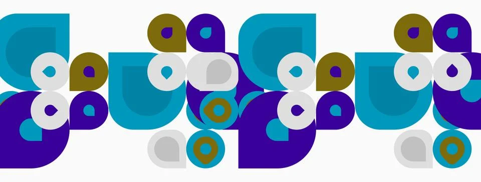 Abstract geometric pattern. Circles, ovals, shapes repeat creating playful Stock Illustration