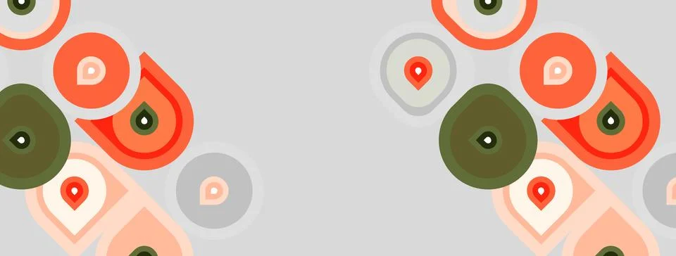 Abstract geometric pattern. Circles, ovals, teardrops repeat. Soft colors c.. 스톡 일러스트