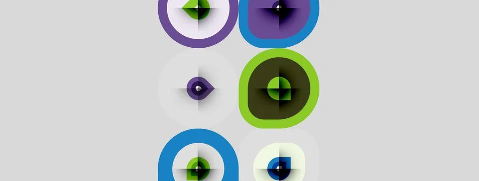 Abstract geometric pattern. Circles, ovals, plus signs create modern design. Stock Illustration