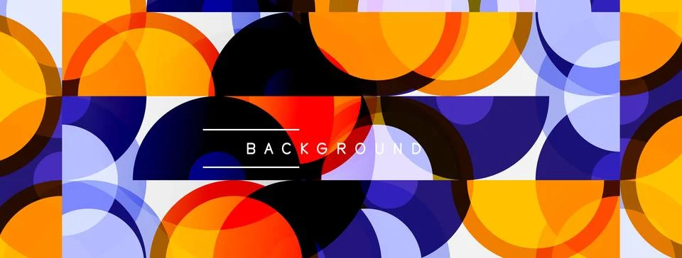 Abstract geometric pattern. Circles overlap, creating vibrant color blocks. Stock Illustration