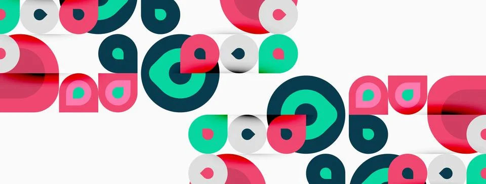 Abstract geometric pattern. Circles overlap, creating vibrant visual texture. Illustrazione stock