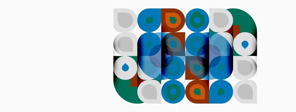 Abstract geometric pattern. Circles overlap, creating vibrant color blocks. Illustrazione stock
