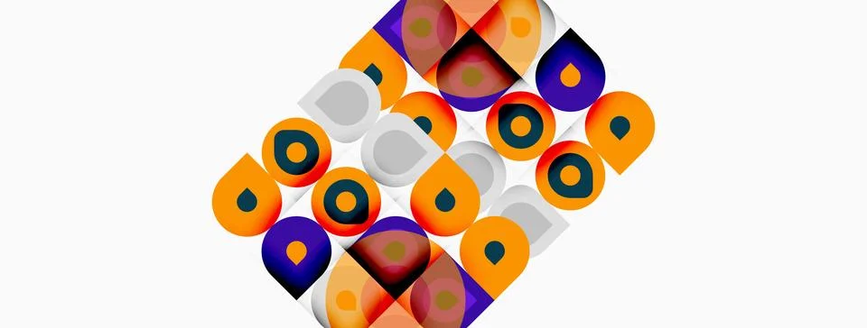 Abstract geometric pattern. Circles overlap, creating vibrant color blocks. Stock Illustration
