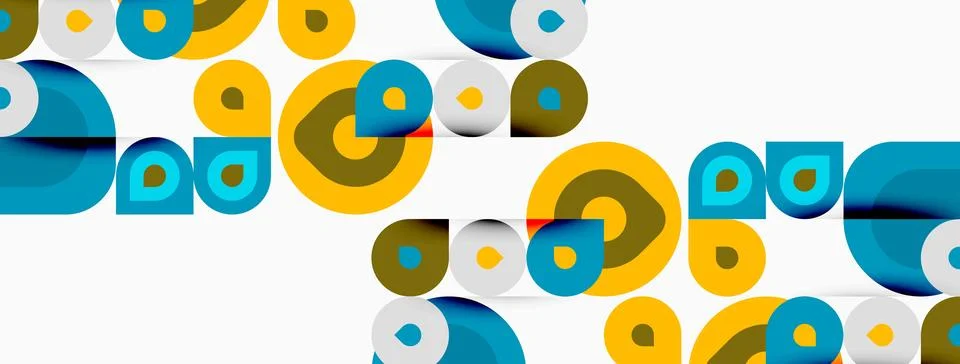 Abstract geometric pattern. Circles overlap, creating playful visual texture. Stock Illustration