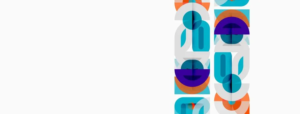 Abstract geometric pattern. Circles overlap creating colorful vertical design 库存插图