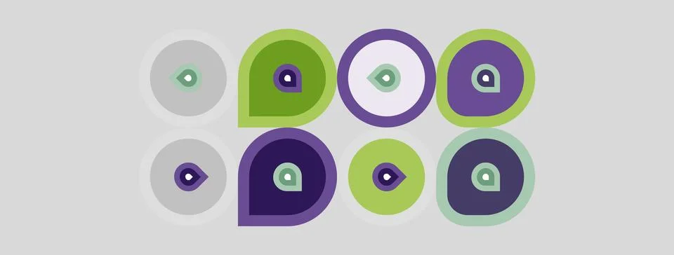 Abstract geometric pattern. Circles overlap, creating varied hues. Purple, .. 스톡 일러스트