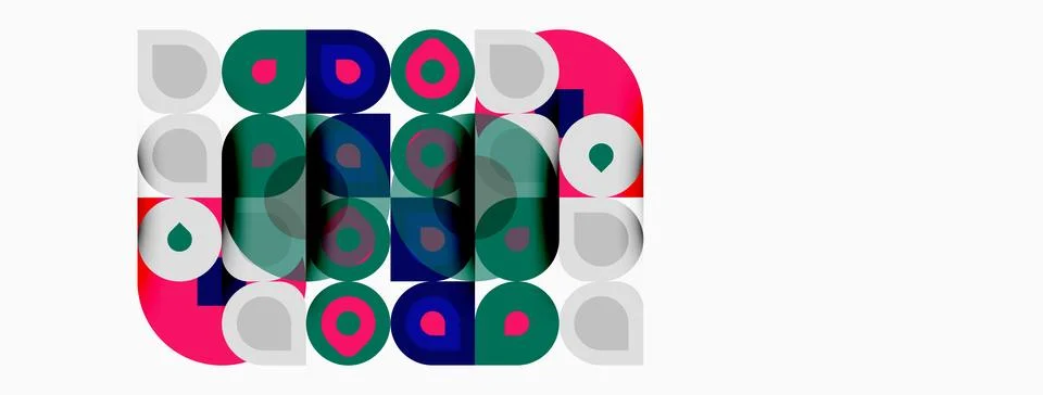 Abstract geometric pattern. Circles overlap, creating colorful visual texture Illustrazione stock