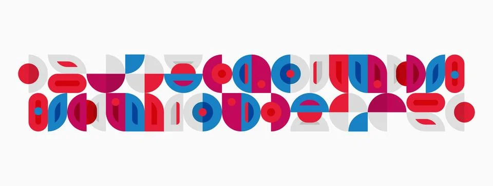 Abstract geometric pattern. Circles, rectangles, lines create repeating desig Stockillustratie