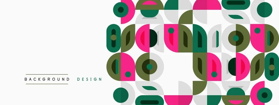 Abstract geometric pattern. Circles, rectangles overlap creating modern desig Stockillustratie