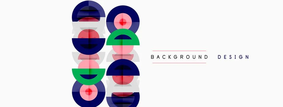 Abstract geometric pattern. Circles, rectangles overlap creating colorful v.. Illustrazione stock