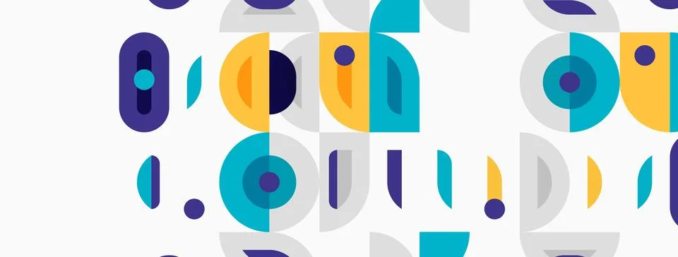 Abstract geometric pattern. Circles, rectangles, ovals repeat. Bright colors イラスト素材
