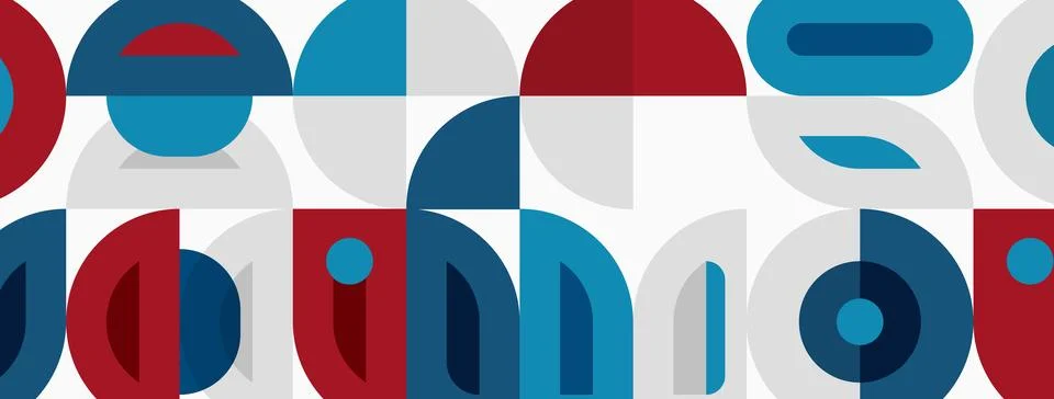 Abstract geometric pattern. Circles, rectangles, squares overlap creating m.. イラスト素材