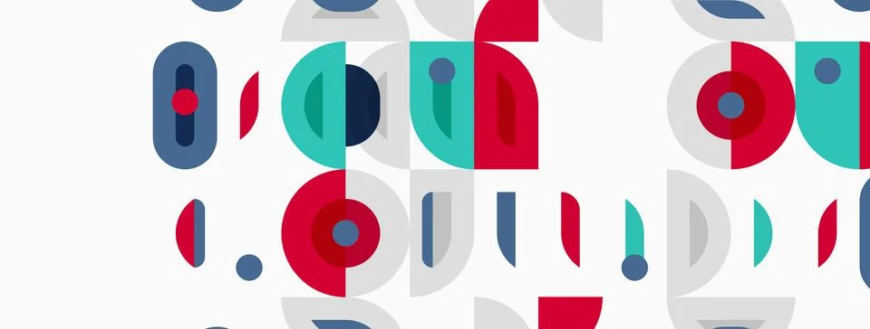 Abstract geometric pattern. Circles, rectangles overlap creating colorful d.. Stockillustratie