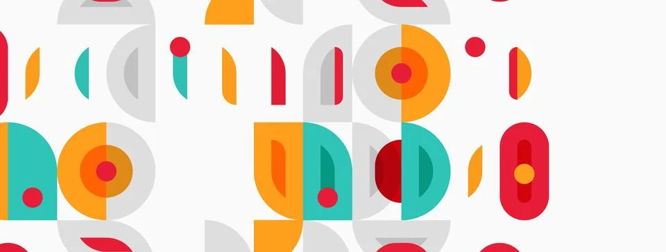 Abstract geometric pattern. Circles, rectangles overlap creating colorful d.. Stockillustratie