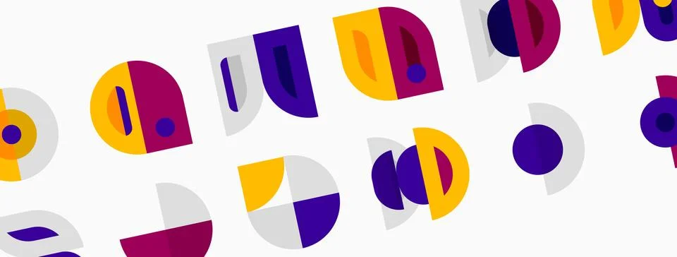 Abstract geometric pattern. Circles, rectangles, shapes overlap creating mode 库存插图