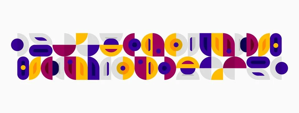 Abstract geometric pattern. Circles, rectangles, lines create playful Stock Illustration