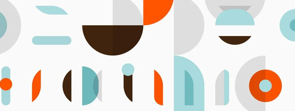 Abstract geometric pattern. Circles, rectangles, semicircles create playful Stock Illustration